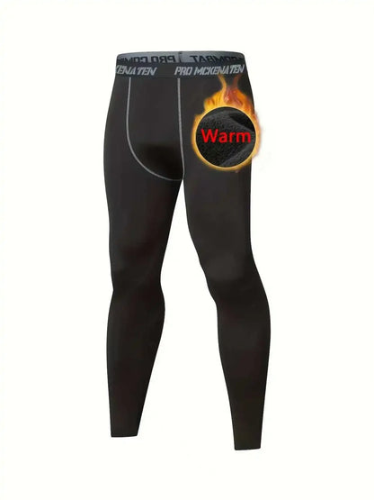 2025 new men's thermal pants, thickened autumn and winter high-elasticity, tight sport pants and slim-fit pants