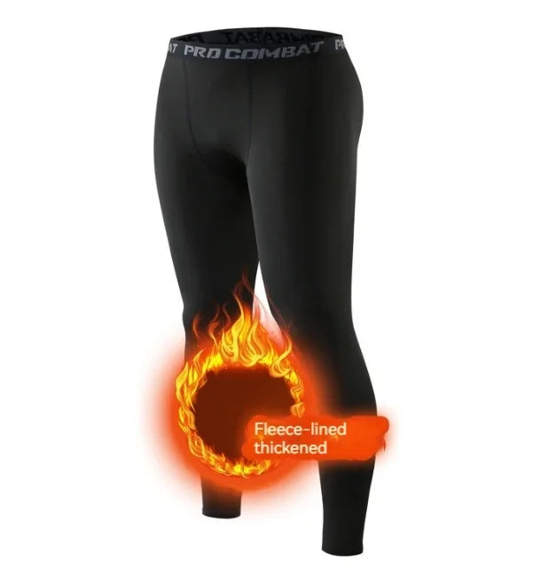2025 new men's thermal pants, thickened autumn and winter high-elasticity, tight sport pants and slim-fit pants